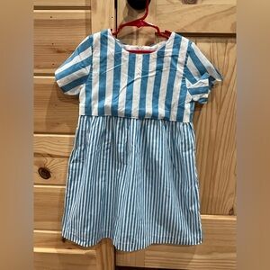 EUC Coco Au Lait Dress Striped Blue & White Short Sleeve Girls 8